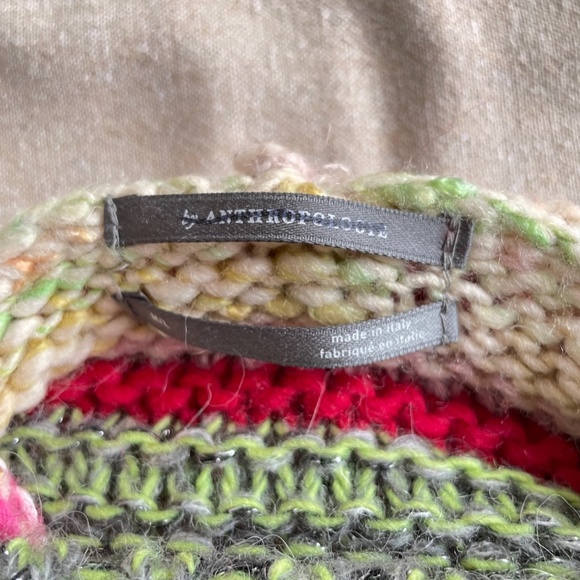 NWOT Anthropology Women chunky knit boho Cowl neck sweater size M/L Italy - Picture 5 of 9